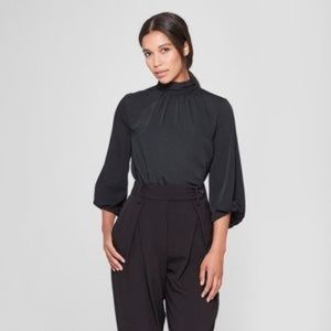 Prologue Black 3/4 Sleeve Mock-Neck Top